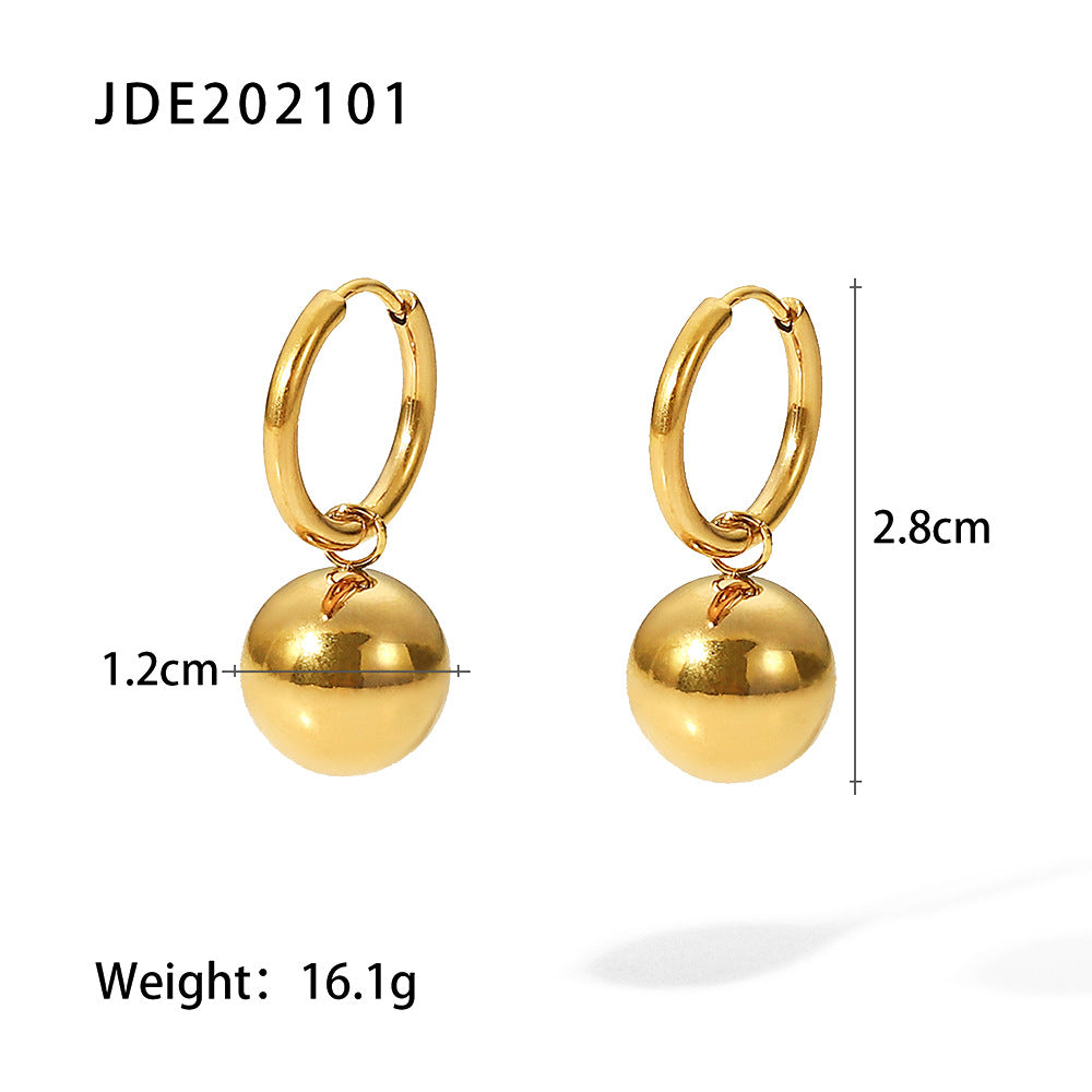 Mixed-Finish Stainless Steel Sphere Drop Hoop Earrings variant reference