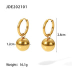 Mixed-Finish Stainless Steel Sphere Drop Hoop Earrings variant reference