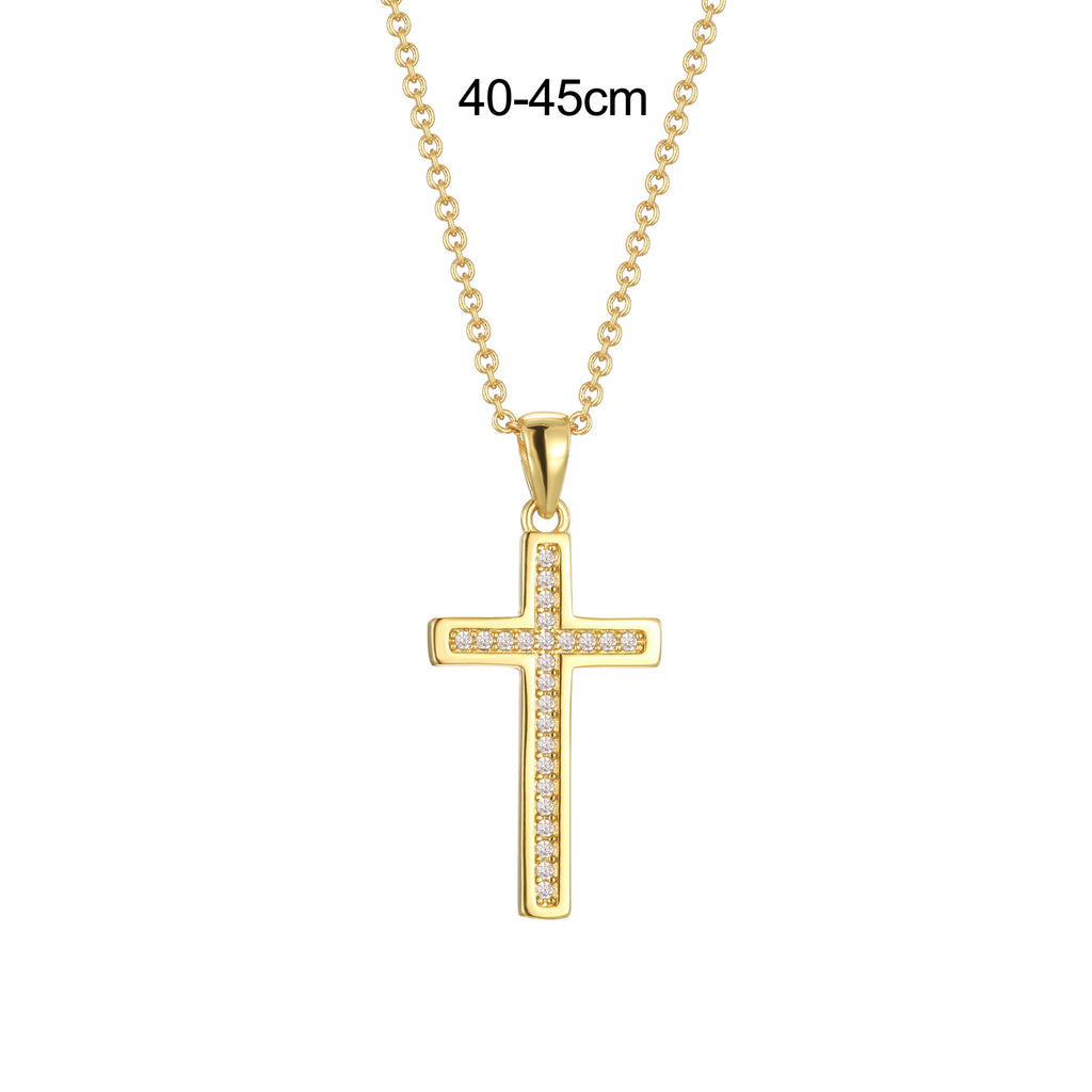 size guide showing adjustable 40 to 45 cm cross necklace