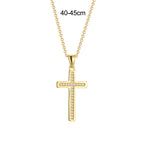 size guide showing adjustable 40 to 45 cm cross necklace