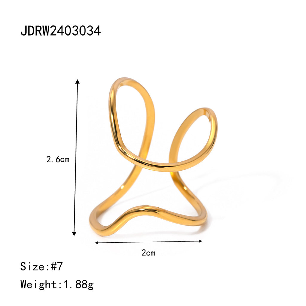 Gold-Tone Stainless Steel Sculptural Flower Ring Collection — product reference