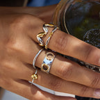 Two-Tone Sculptural Stainless Steel Ring Collection — second crossover ring option