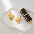Gold-Tone Heart Stainless Steel Earrings and Necklace Collection close-up product view