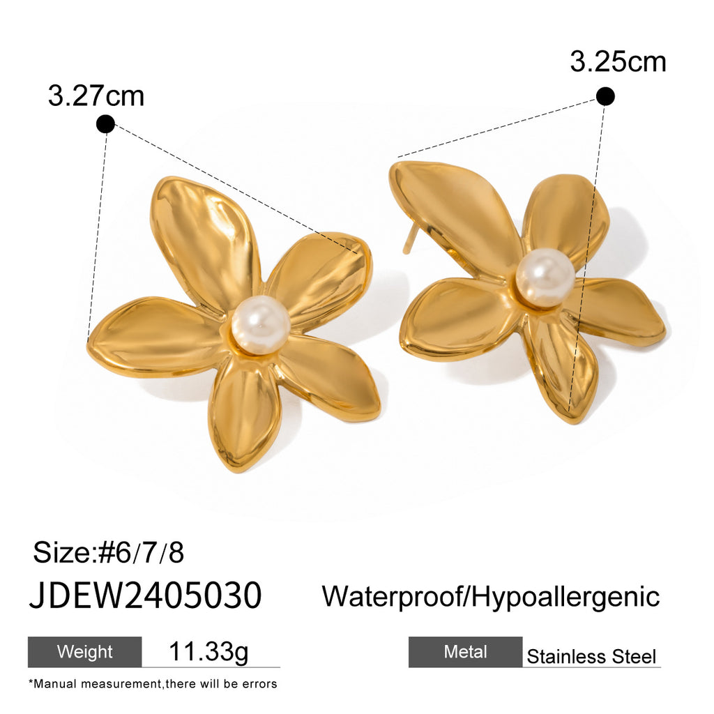 Gold-Tone Floral Stainless Steel Earrings and Rings variant reference