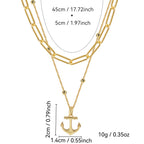 size and weight diagram for the layered anchor necklace