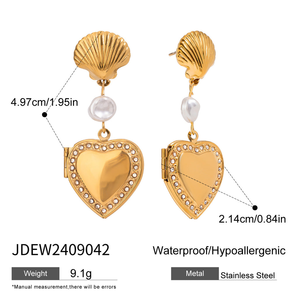 Gold-Tone Heart Stainless Steel Earring Collection — wholesale view 7