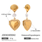Gold-Tone Heart Stainless Steel Earring Collection — wholesale view 7