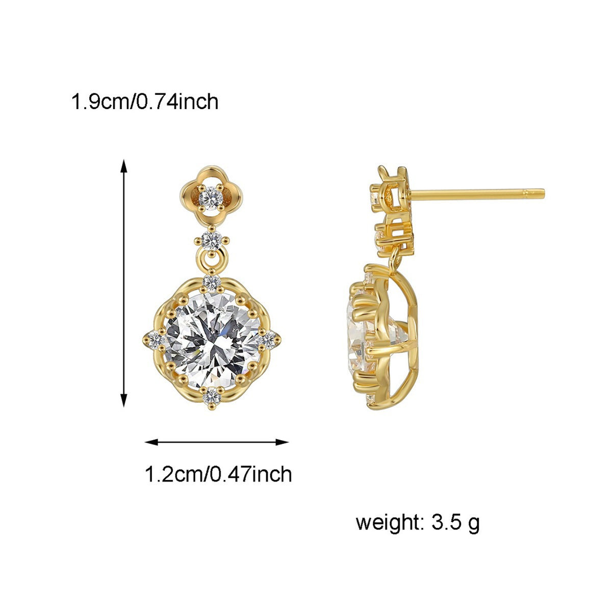 19 by 12 mm floral zirconia drop dimensions and weight