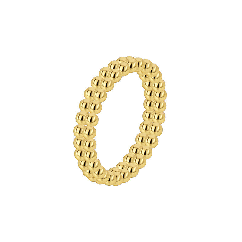 white-background product view of double-row bead pattern ring