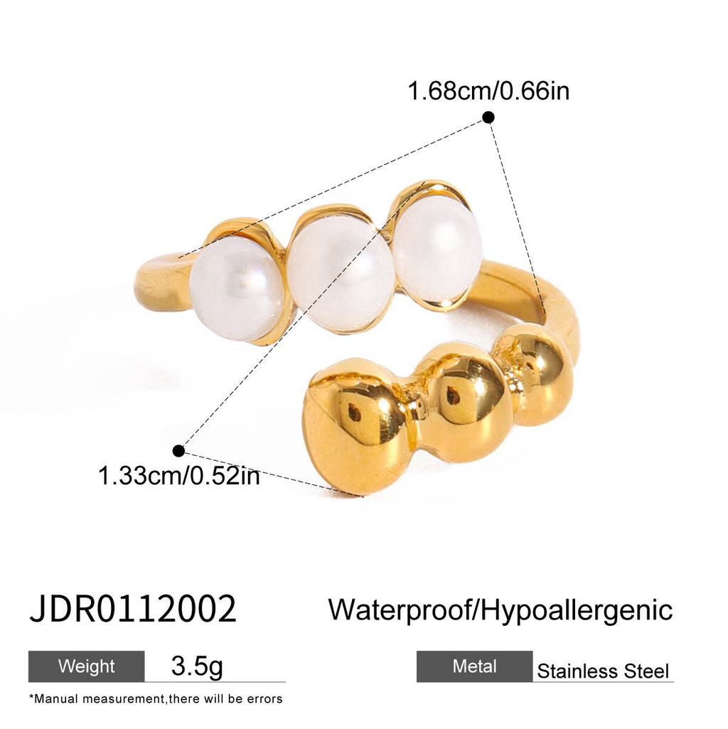 Pearl-Look Bead Stainless Steel Ring Collection — product reference