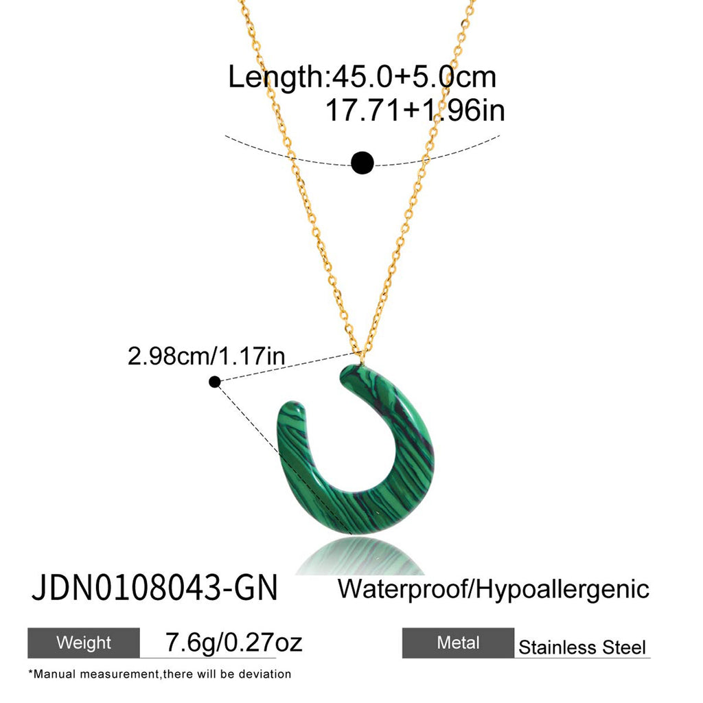 Colored Accent Stainless Steel Pendant Necklace Collection size and proportion reference
