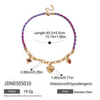 Gold-Tone Multicolor Bead Heart Stainless Steel Necklace Collection variant reference
