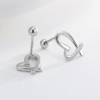 925 silver ribbon-heart earrings showing the rounded ball backs