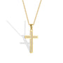 isolated gold plated cross pendant with clear stone channel