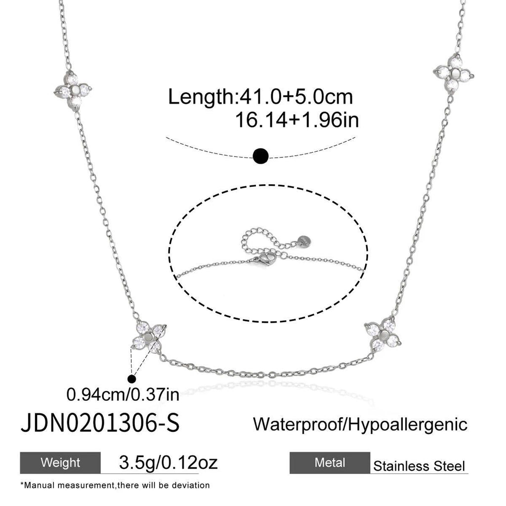 Silver tone butterfly station necklace length diagram