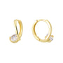 Gold Plated 925 Sterling Silver Round Zirconia Twist Hoop Earrings — pair on white with twisted fronts