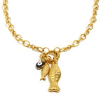 isolated front view of the rounded link fish charm necklace