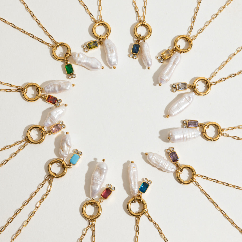 Colored accent pearl drop necklace assortment