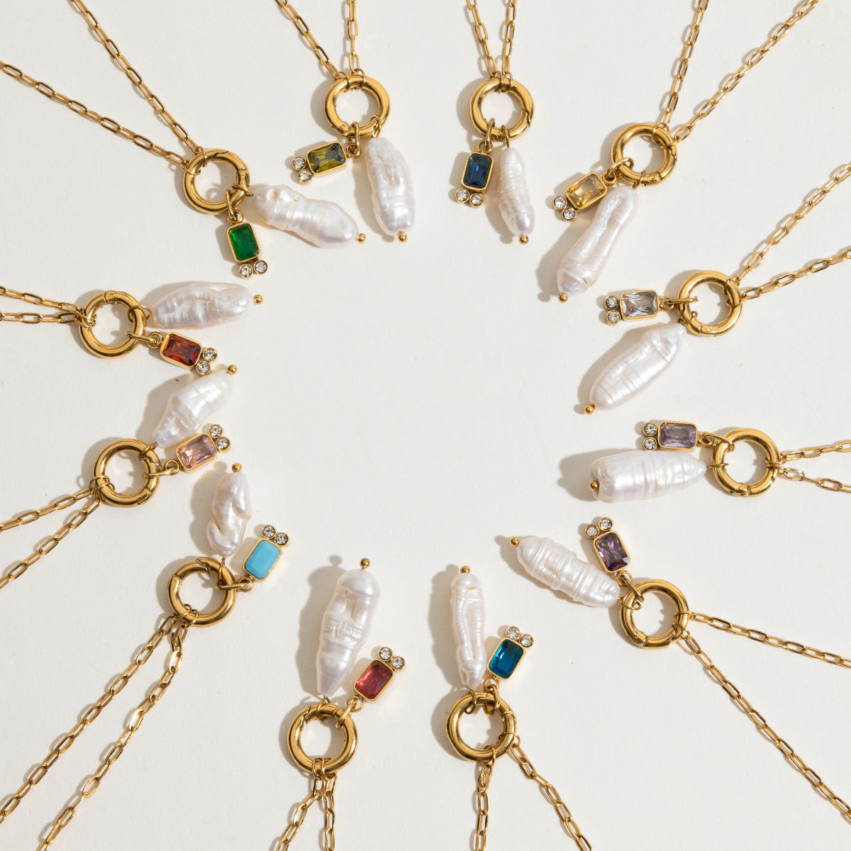 Colored accent pearl drop necklace assortment