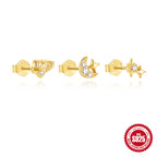 gold plated 925 sterling silver celestial stud earring set