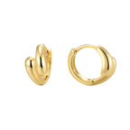 front and profile product views of irregular polished huggie earrings