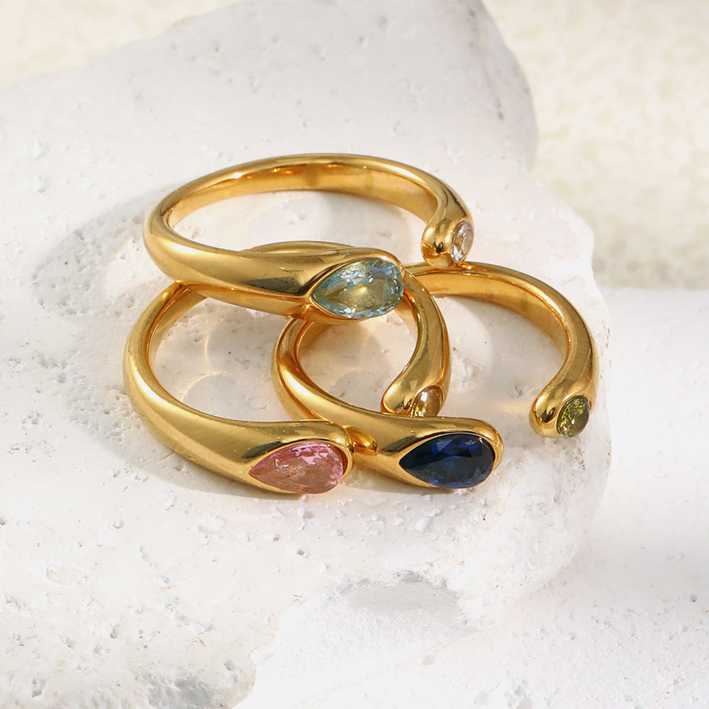 stacked gold plated snake open rings in three stone combinations