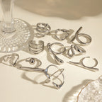Polished open ring assortment angled display