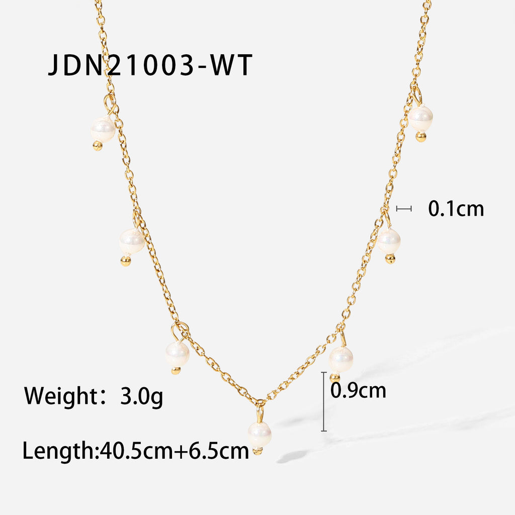 pearl-style station necklace specification image with supplier-listed length and weight