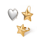 Heart and Star Stainless Steel Ring Collection finish and shape detail