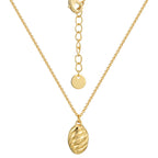 isolated front view of the ribbed oval pendant necklace