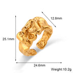 Gold Plated 316L Stainless Steel Crinkled Open Ring — angled view