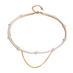 Full layered necklace showing larger white bead stations