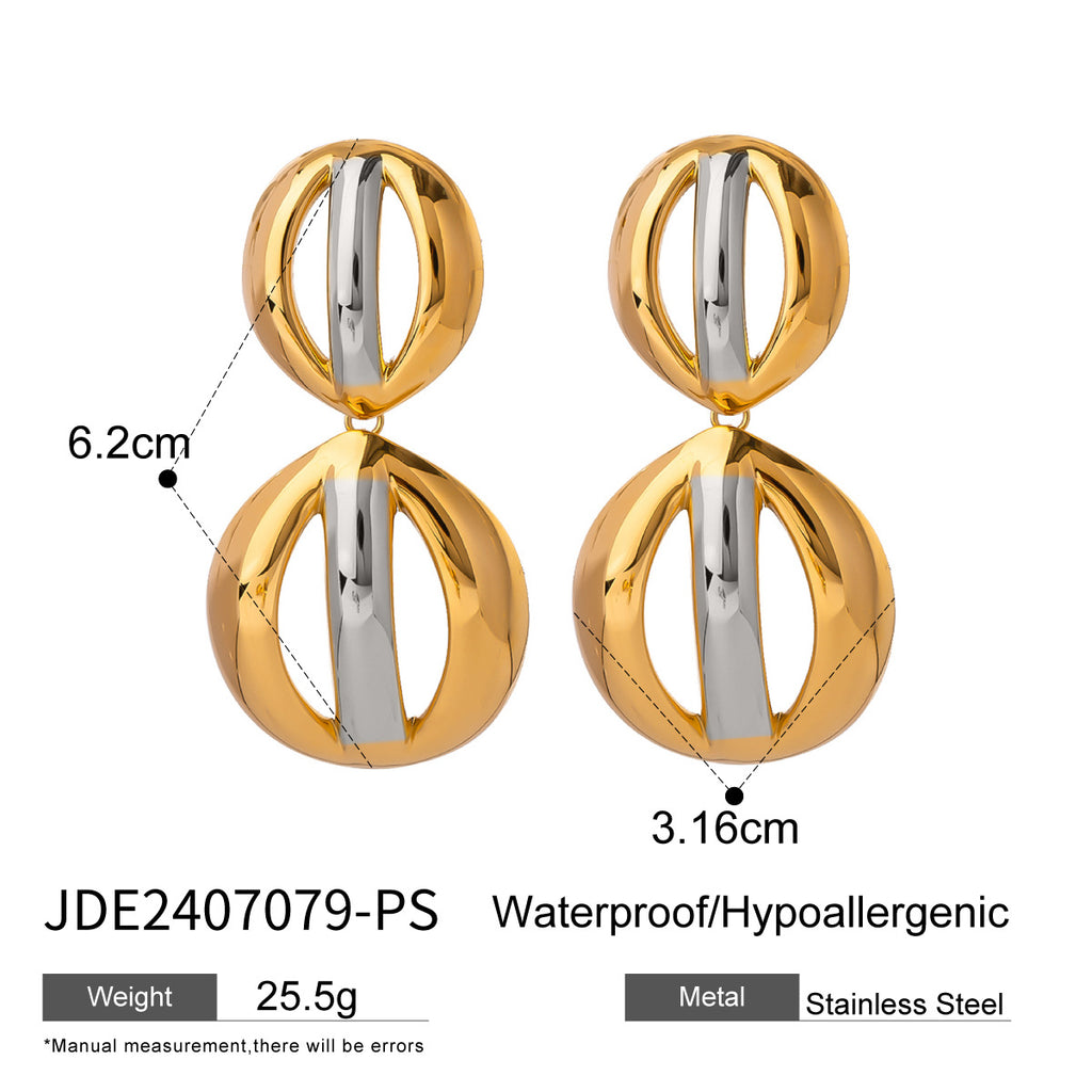 Gold-Tone and Two-Tone Stainless Steel Statement Drop Earrings additional style reference