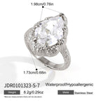 Steel color pear stone ring profile and measurements