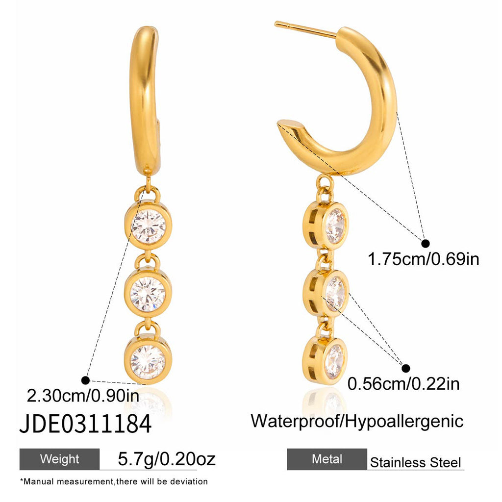 supplier size view of the gold plated stainless steel drop hoops