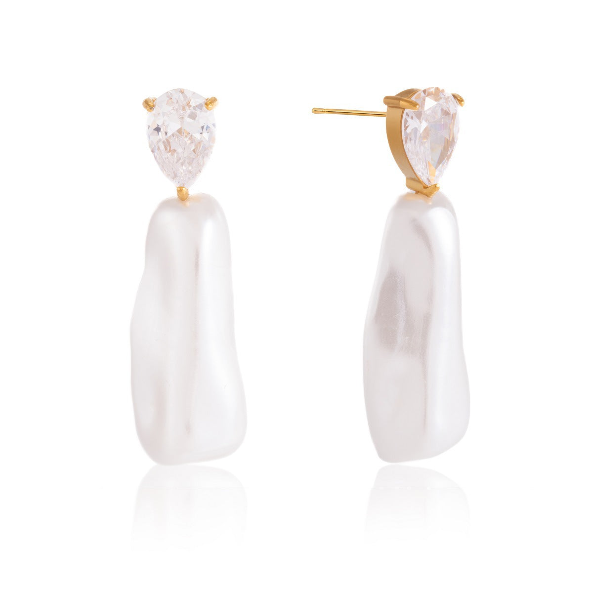 Clear teardrop stone above elongated white drops