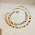 Polished Stainless Steel Oval Link Bracelet — angled view of the polished links