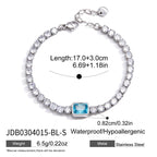 Blue-center steel color tennis bracelet