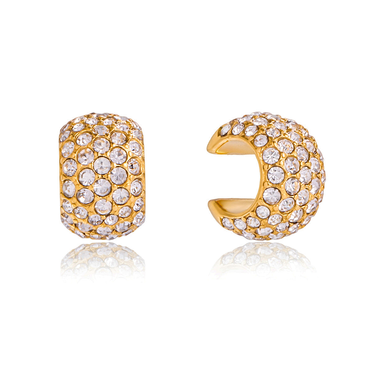 Stainless Steel Hoop, Ear Cuff and Heart Stud Earring Collection finish and shape detail
