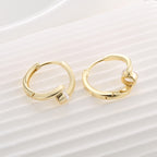 Gold Plated 925 Sterling Silver Round Zirconia Twist Hoop Earrings — back of hoops and settings