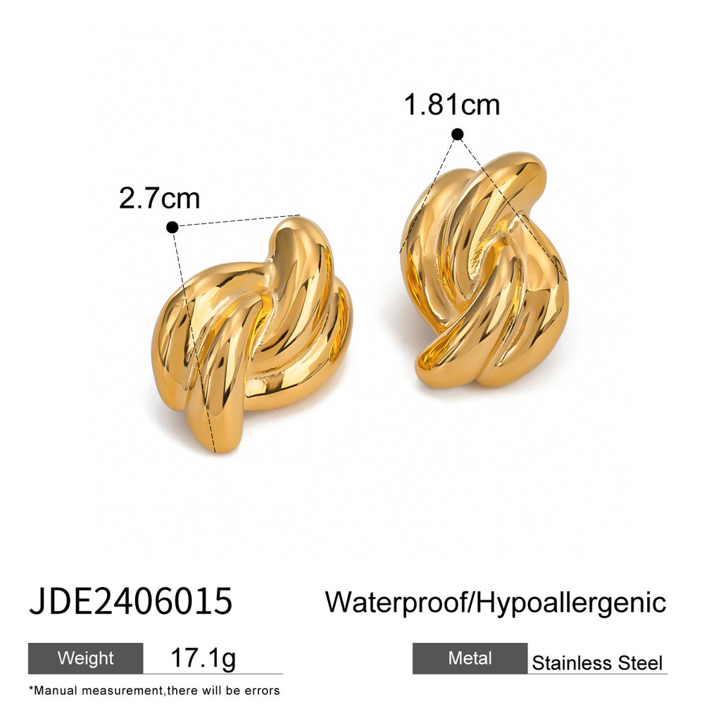 Sculptural Twisted Stainless Steel Stud Earrings in Two Finishes – product view 5