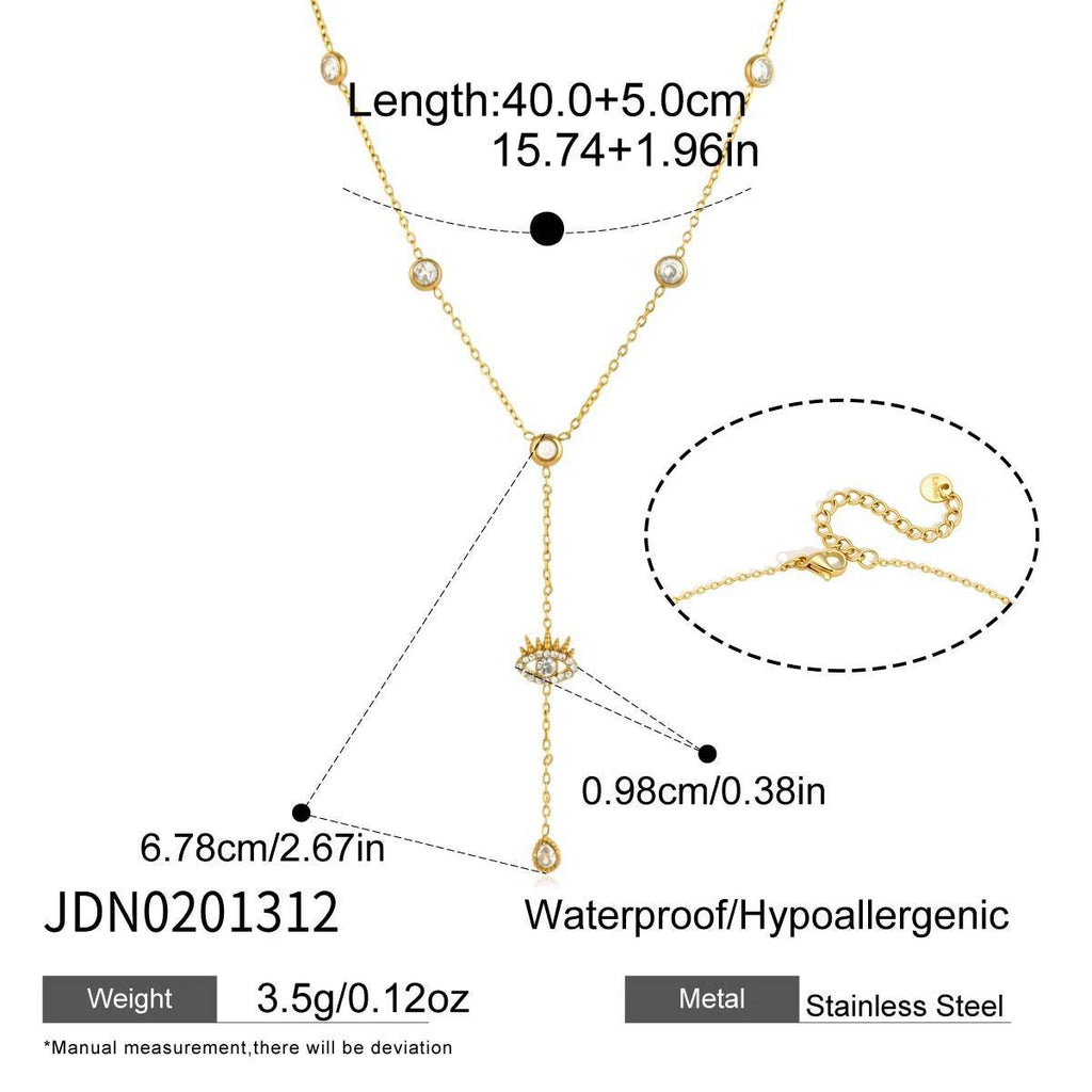 Eye-detail lariat necklace size diagram