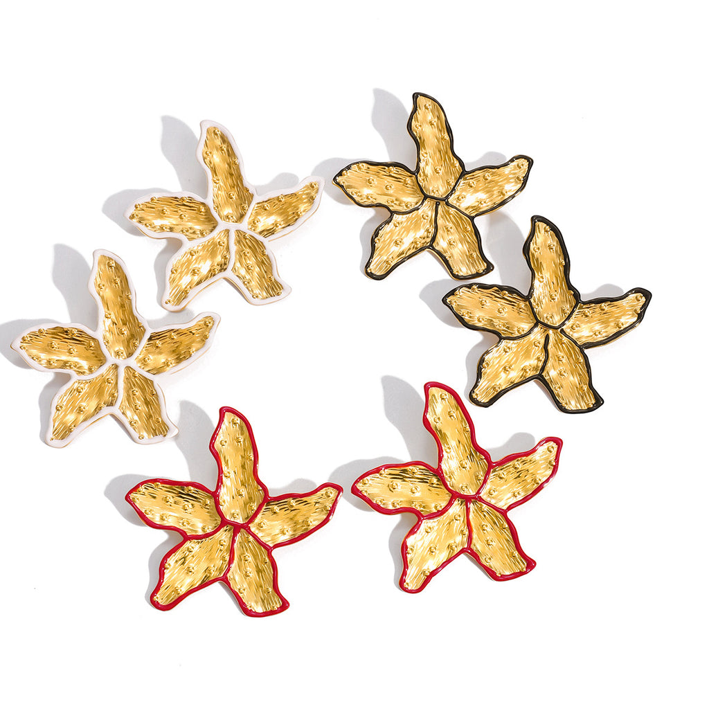 Gold-Tone Multicolor Flower Stainless Steel Stud Earrings finish and shape detail