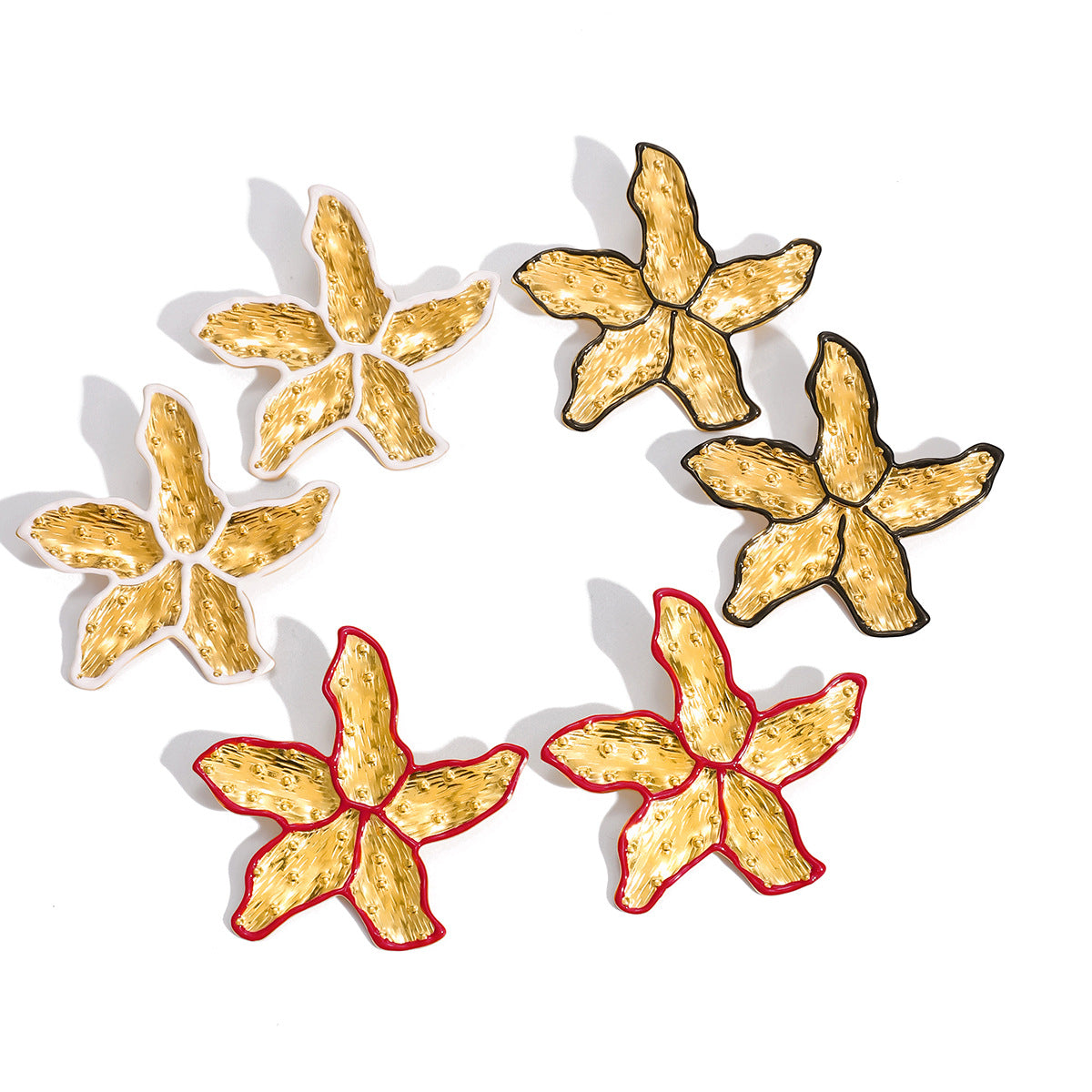 Gold-Tone Multicolor Flower Stainless Steel Stud Earrings finish and shape detail