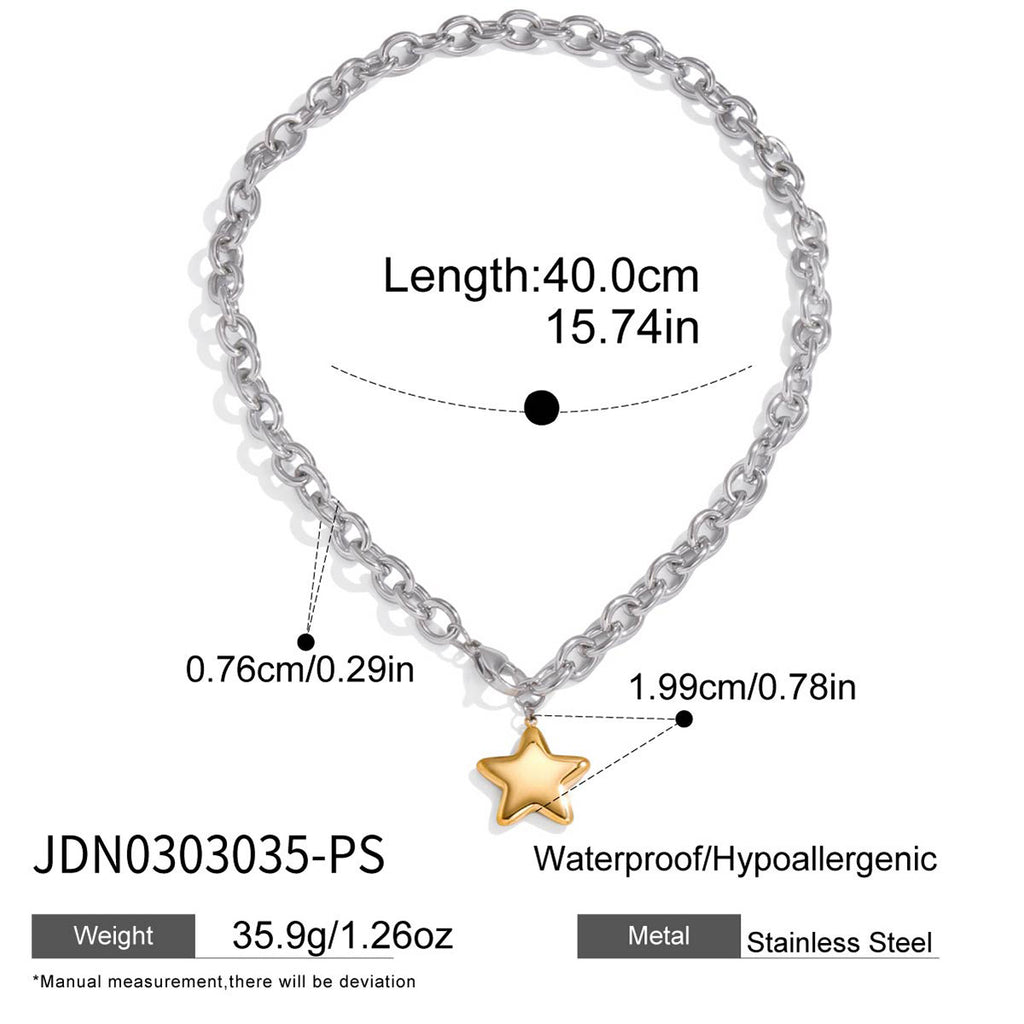 Silver-tone link chain with a gold-tone star