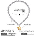 Silver-tone link chain with a gold-tone star