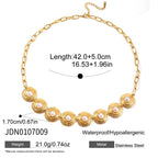 Gold-Tone Pearl-Look Stainless Steel Necklace and Bracelet Collection variant reference