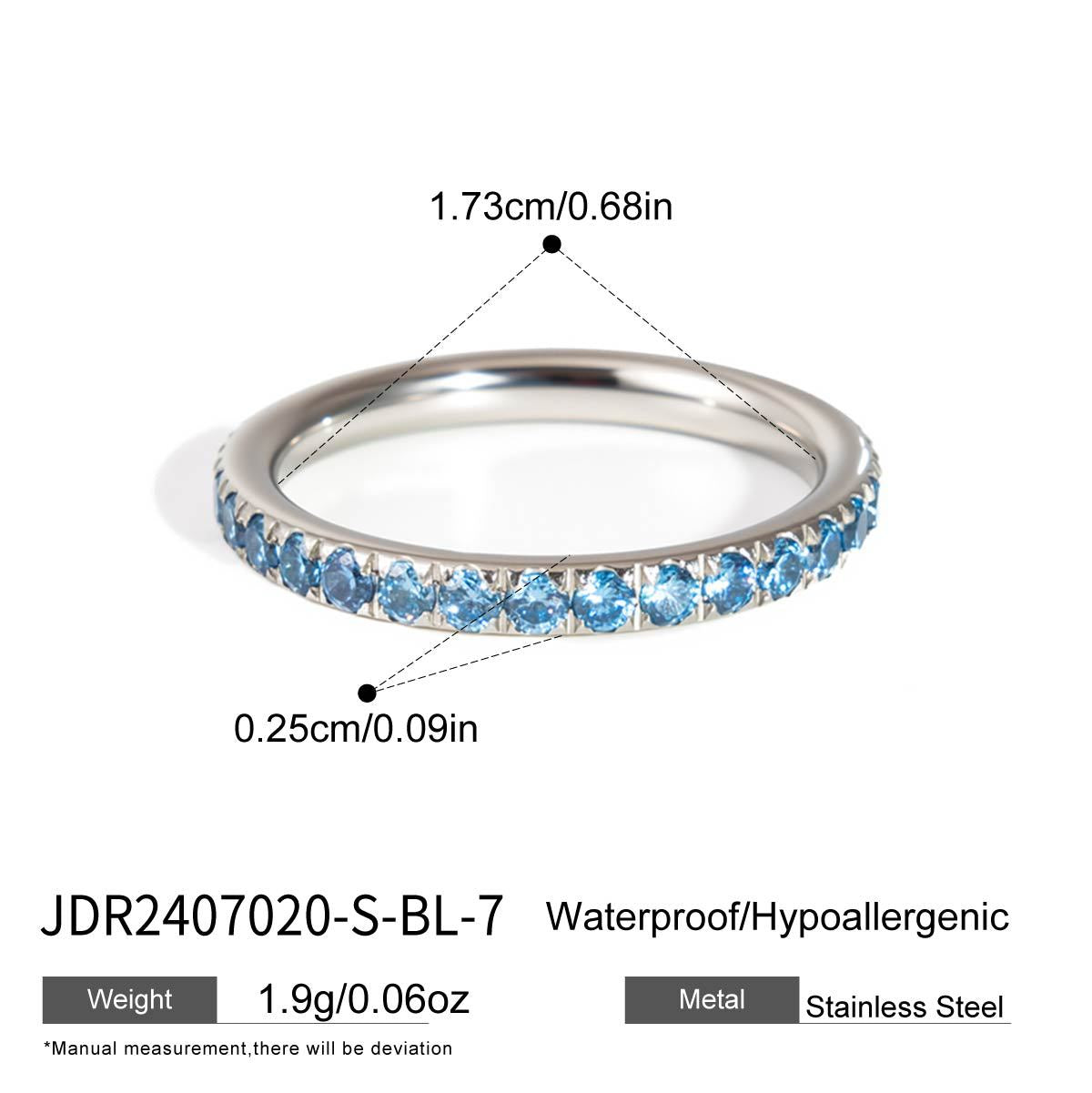 Blue stone steel-color stacking ring