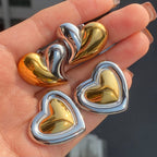 Wholesale Stainless Steel Heart Stud Earring Collection in Mixed Finishes - styled view