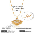 Fan pendant necklace with length diagram